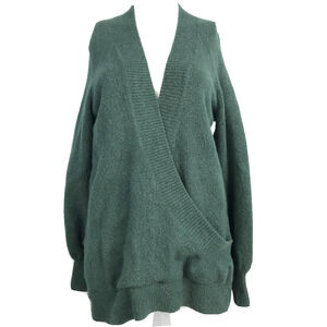 Ann Taylor Loft Sweater Womens Sz S Forest Green Faux Wrap Surplice Stretch